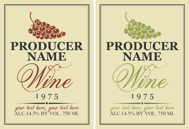 Labels for wine with grapes