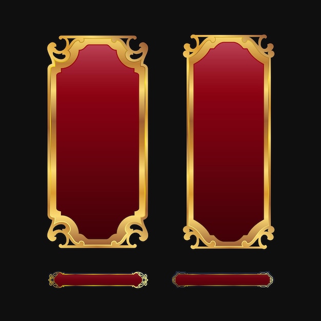 Labels with 3D decorative red golden frames collection set