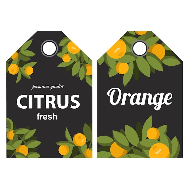 Labels with orange fruit  .