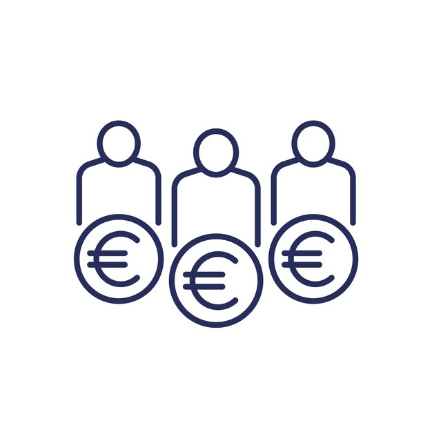 labor costs icon with workers and euro line vector