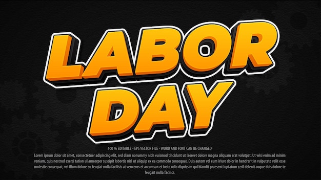 Labor day 3d editable text effect