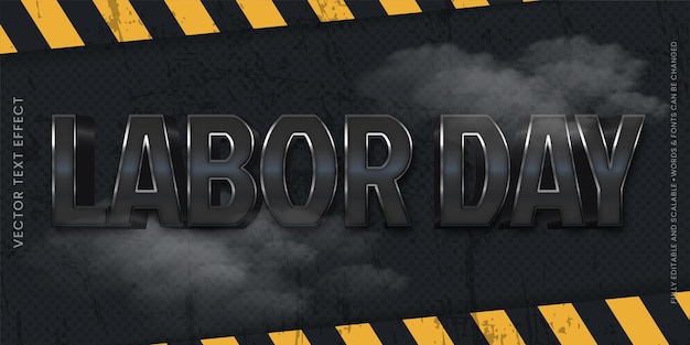 Vector labor day 3d editable vector text effect 01