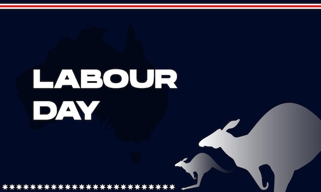 Labor Day Australia banner, wenskaart met kangoeroe en blauwe achtergrond. Vector illustratie