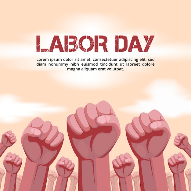 Labor day background with raised hands illustration