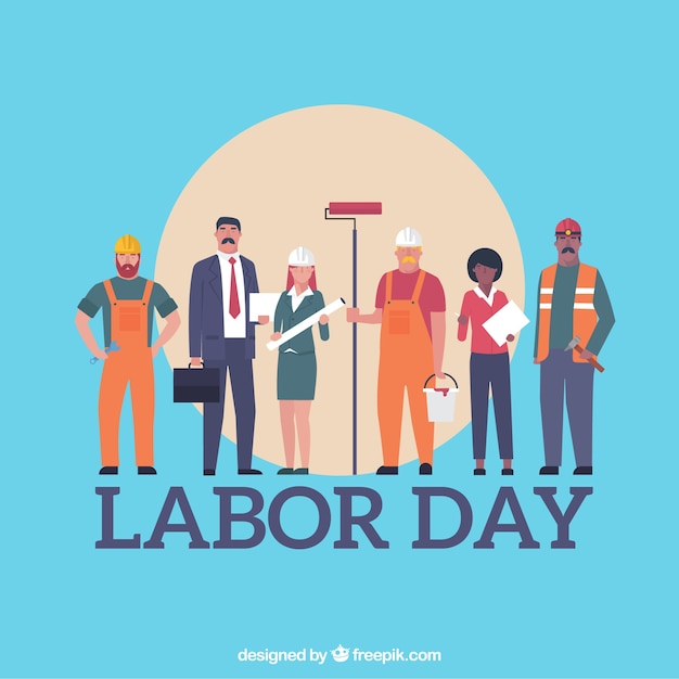 Vector labor day background with workers