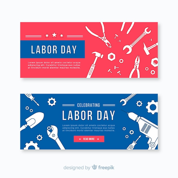 Labor day banner flat design