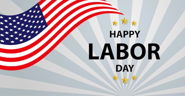 Labor day card design American flag