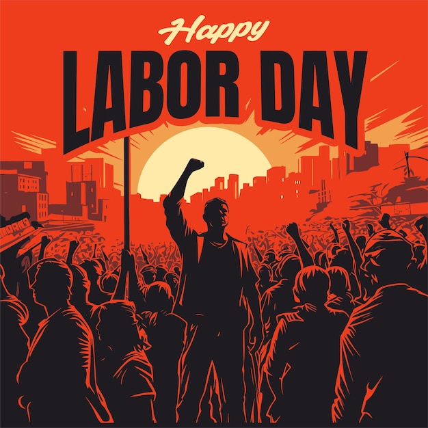 Labor Day Celebration Vibrant Vector Art Honoring Hard Work and Dedication