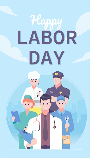 Labor day celebration with professional workers