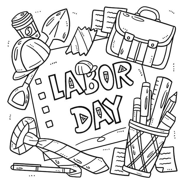 Vector labor day coloring page for kids