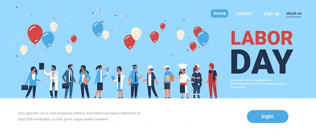 Vettore concetto di festa del lavoro per landing page