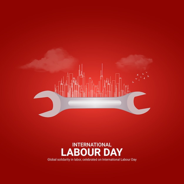 Labor day creative ads international labor day design may 1 social media poster vector 3d illustration