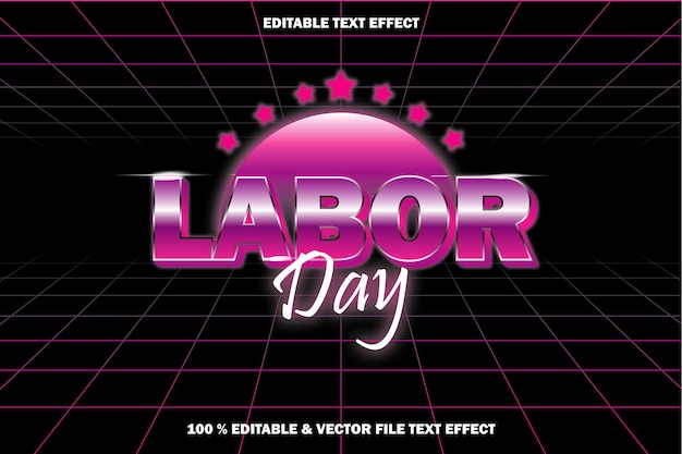 Labor day day editable text effect retro style