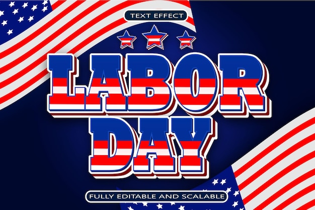 Vector labor day editable text effect 3 dimension emboss modern style