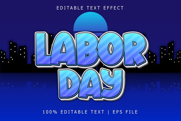 Labor Day Editable Text Effect 3 Dimension Emboss Modern Style