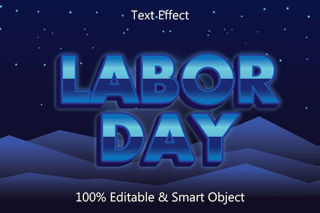 Labor day editable text effect 3 dimension emboss retro style