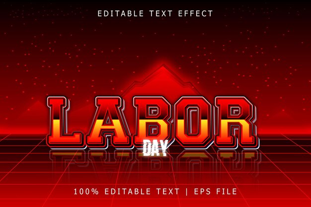 Labor day editable text effect 3 dimension emboss retro style