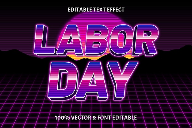 Labor day editable text effect retro style