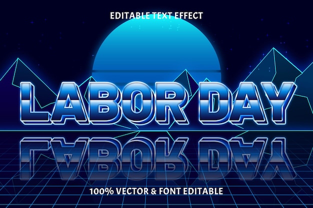 Labor day editable text effect retro style