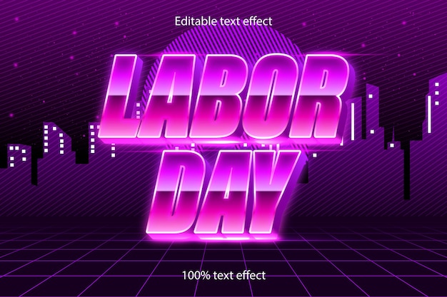 労働者の日の編集可能なテキスト効果レトロスタイル