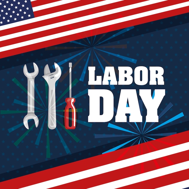 Labor day flag tools fireworks festival symbol