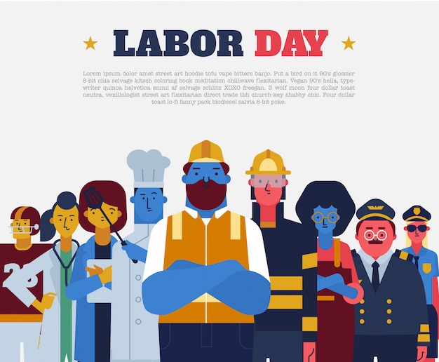 Vettore labor day flat vector