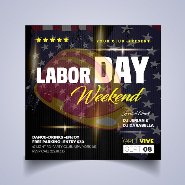 Vector labor day flyer labour day celebration party instagram post template happy labour day