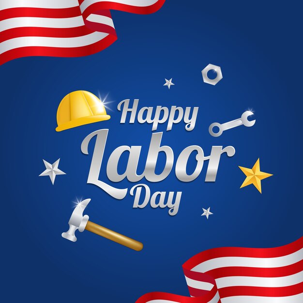 Labor Day greeting card with the American flag.