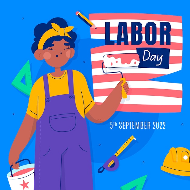 Vector labor day hand drawn flat illustration