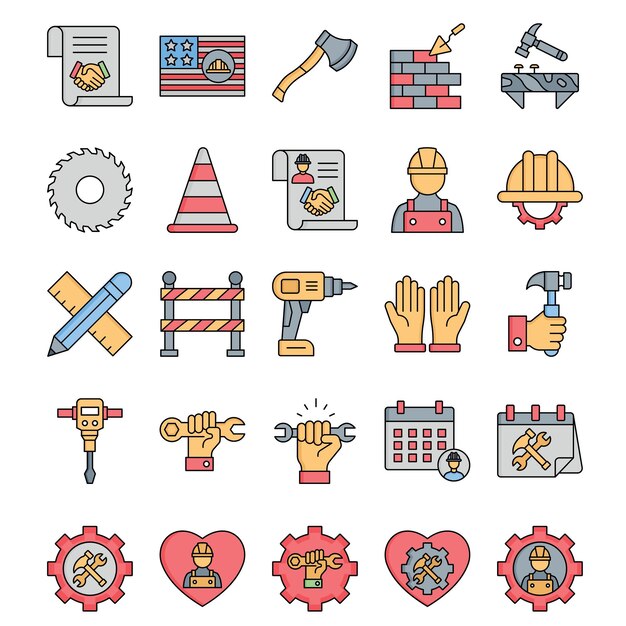 Vector labor day icon pack