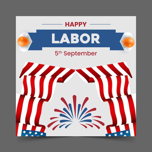 Labor Day Instagram Post Banner Vector