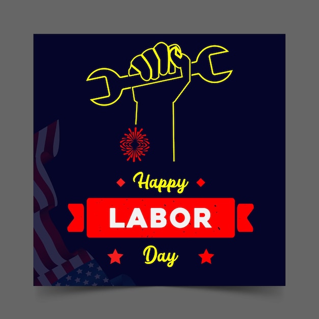 Labor Day Instagram Post Banner Vector