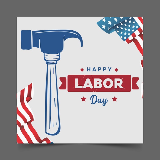 Labor Day Instagram Post Banner Vector