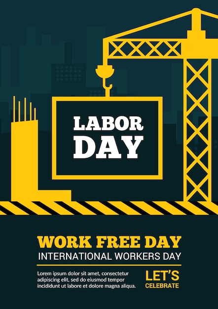 Labor Day poster in bouwstijl