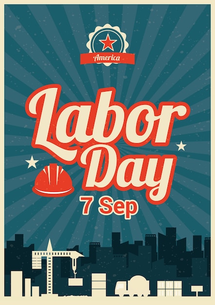 Vettore labor day poster in stile retrò