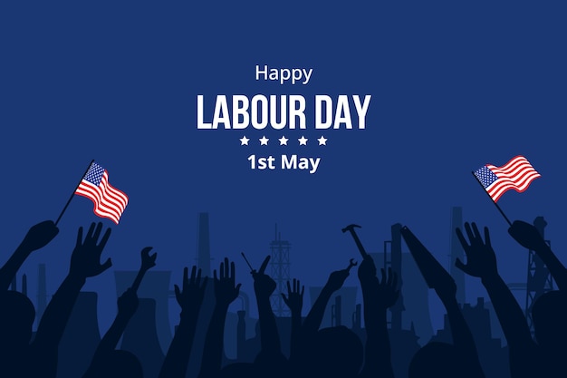 Vector labor day poster template with silhouettes people vector illustration