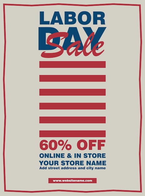 Labor day sale poster flyer social media post design