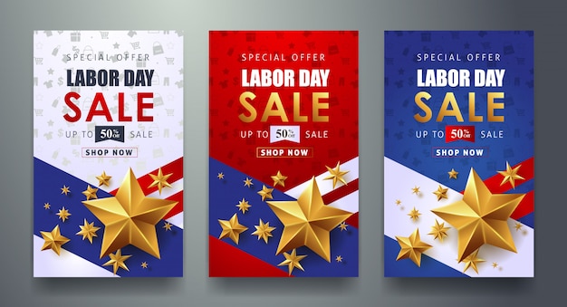 Labor day sale promotion advertising banner template.