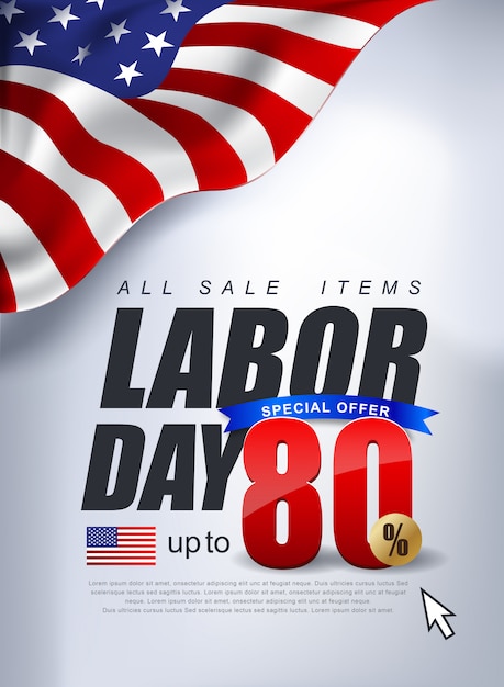 Vector labor day sale promotion advertising banner template.