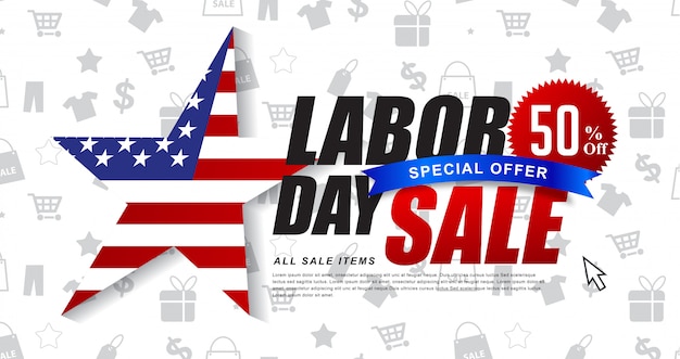 Vector labor day sale promotion advertising banner template.