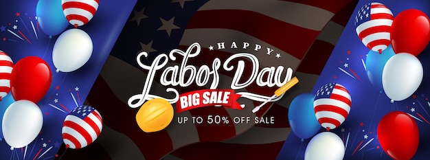 Vector labor day sale promotion advertising banner template.