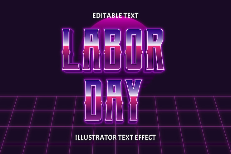 Vector labor day style retro editable text effect