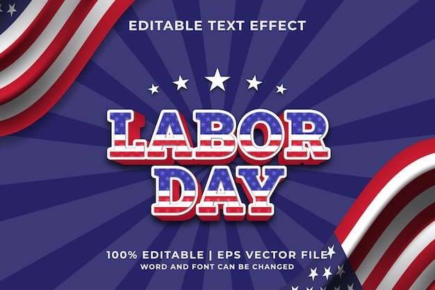 Labor day text effect editable template. Premium vector