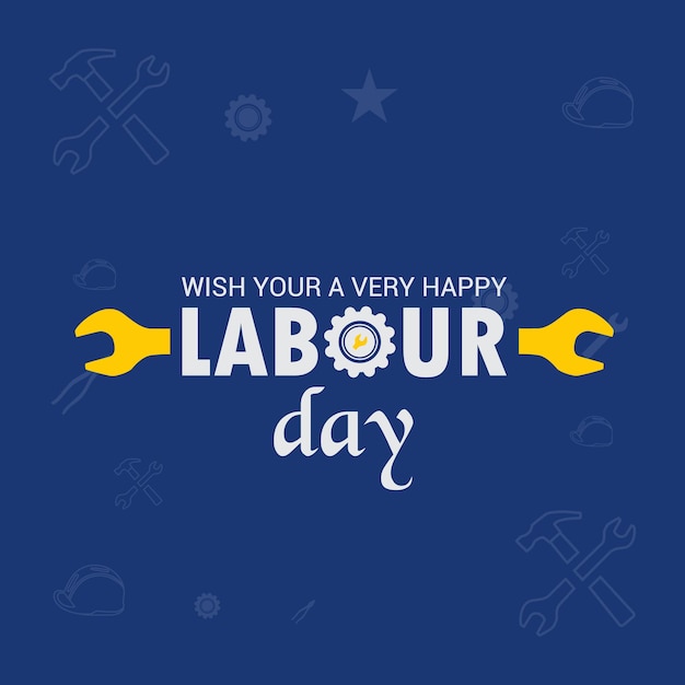 Labor day typography illustration with wrench holding