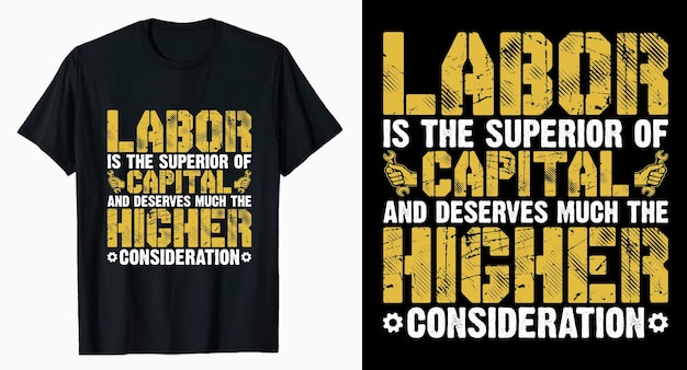 労働者の日のタイポグラフィTシャツのデザイン