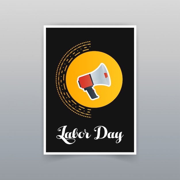 Labor day typogrpahic card with dark background 