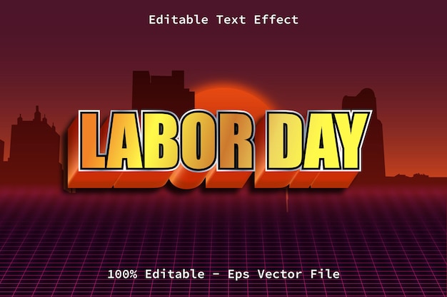 Labor Day With Modern Retro Style Text Effect