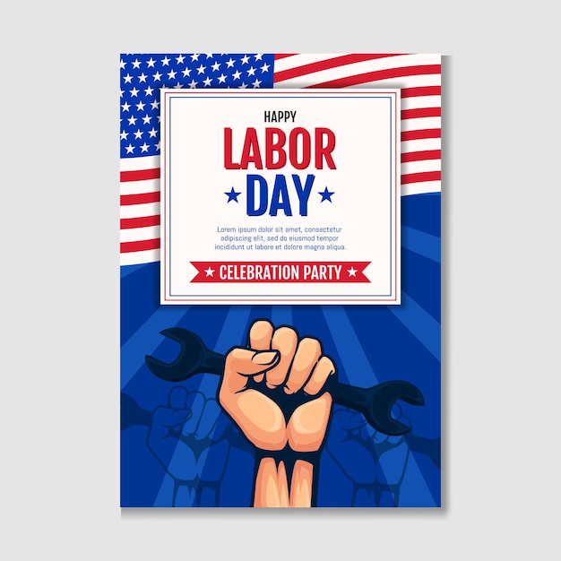 Плакат ко дню труда с американским флагом