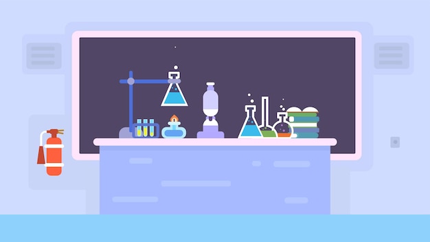 Vector laboratorium interior concept for science