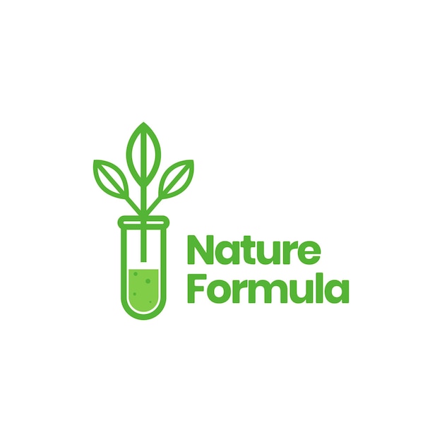 Laboratorium labs glas met plant groeien groene formule natuur logo ontwerp vector pictogram illustratie